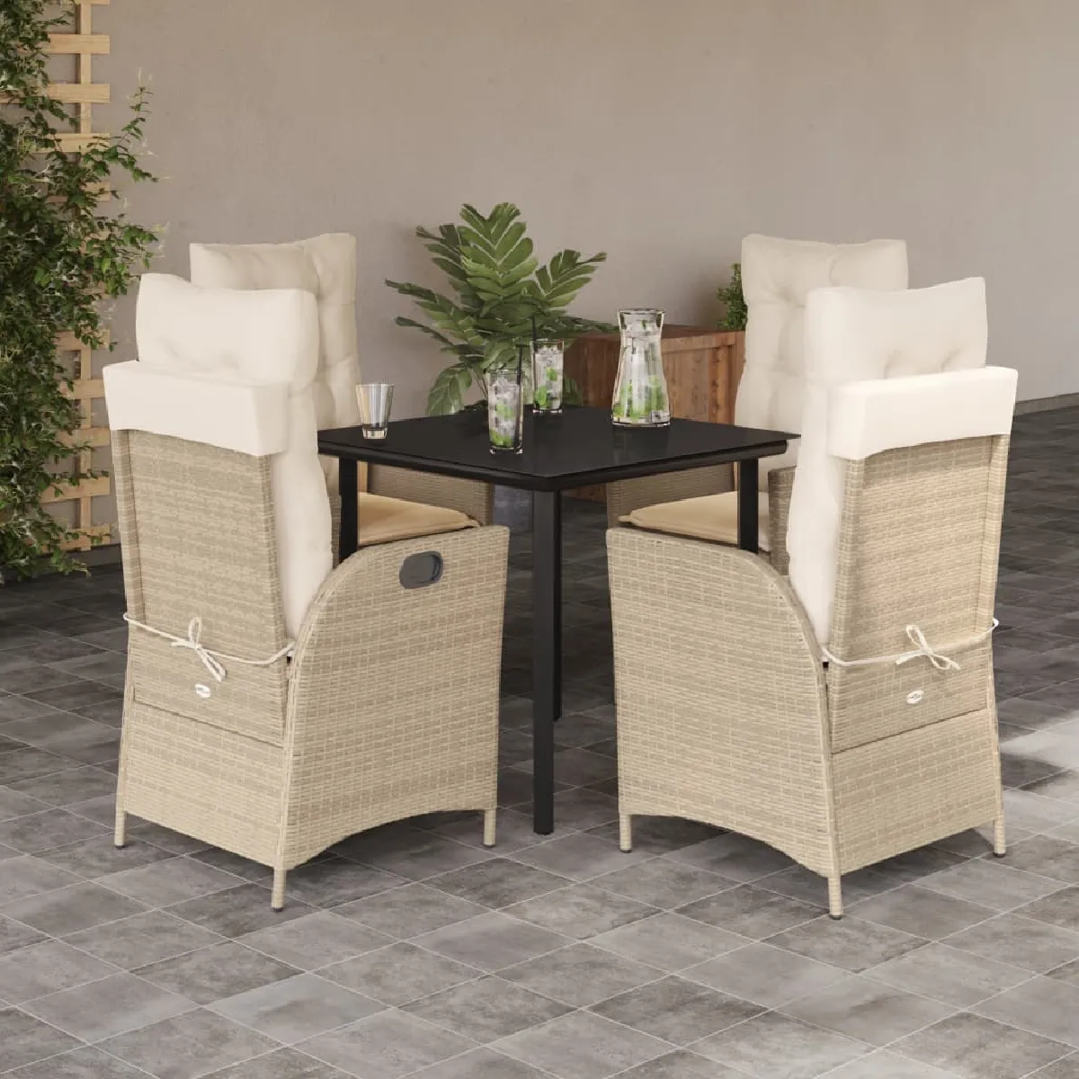 Vidaxl Beige Ensemble À Manger 5 Pcs
