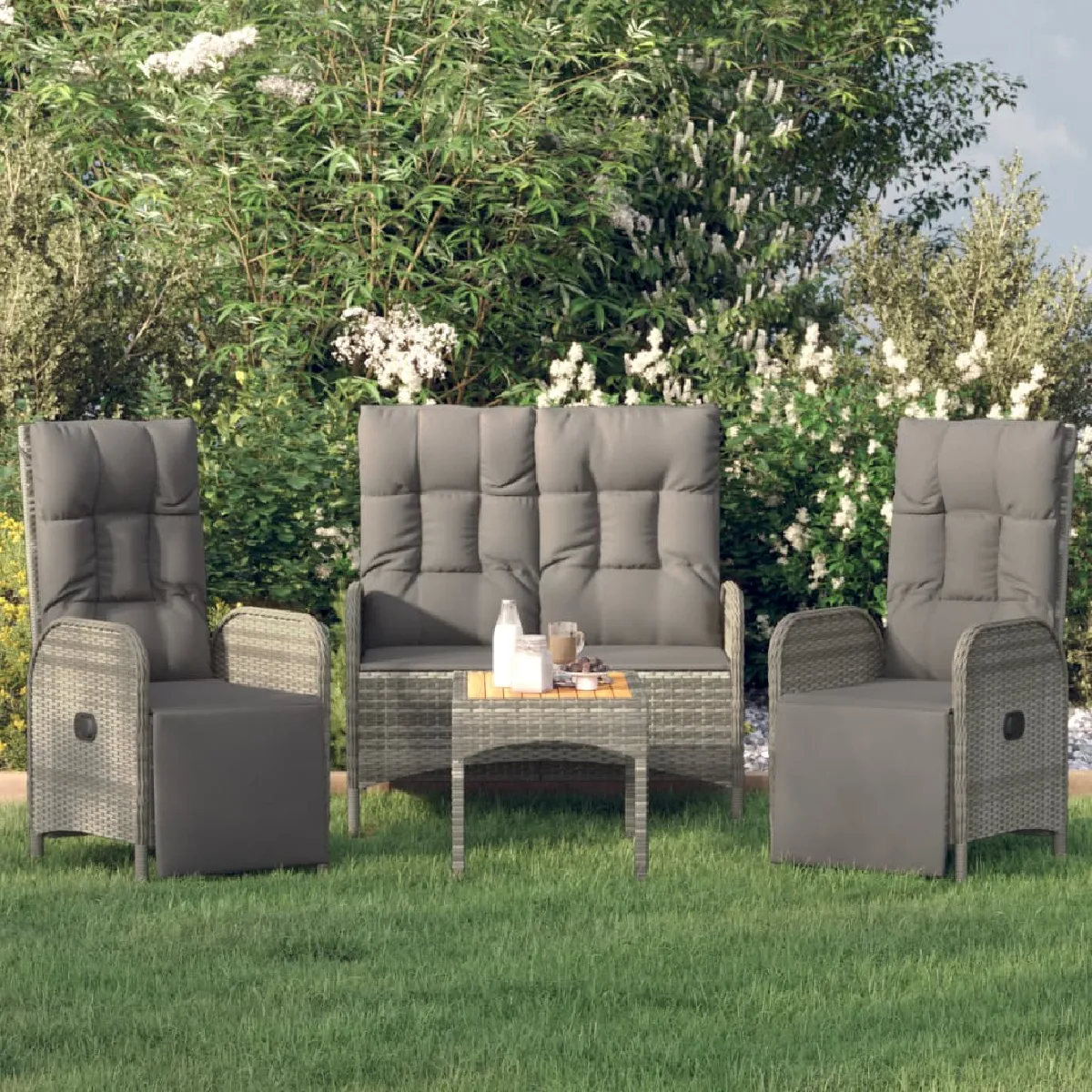 vidaXL Ensemble à manger jardin 4pcs et coussins - vue 2