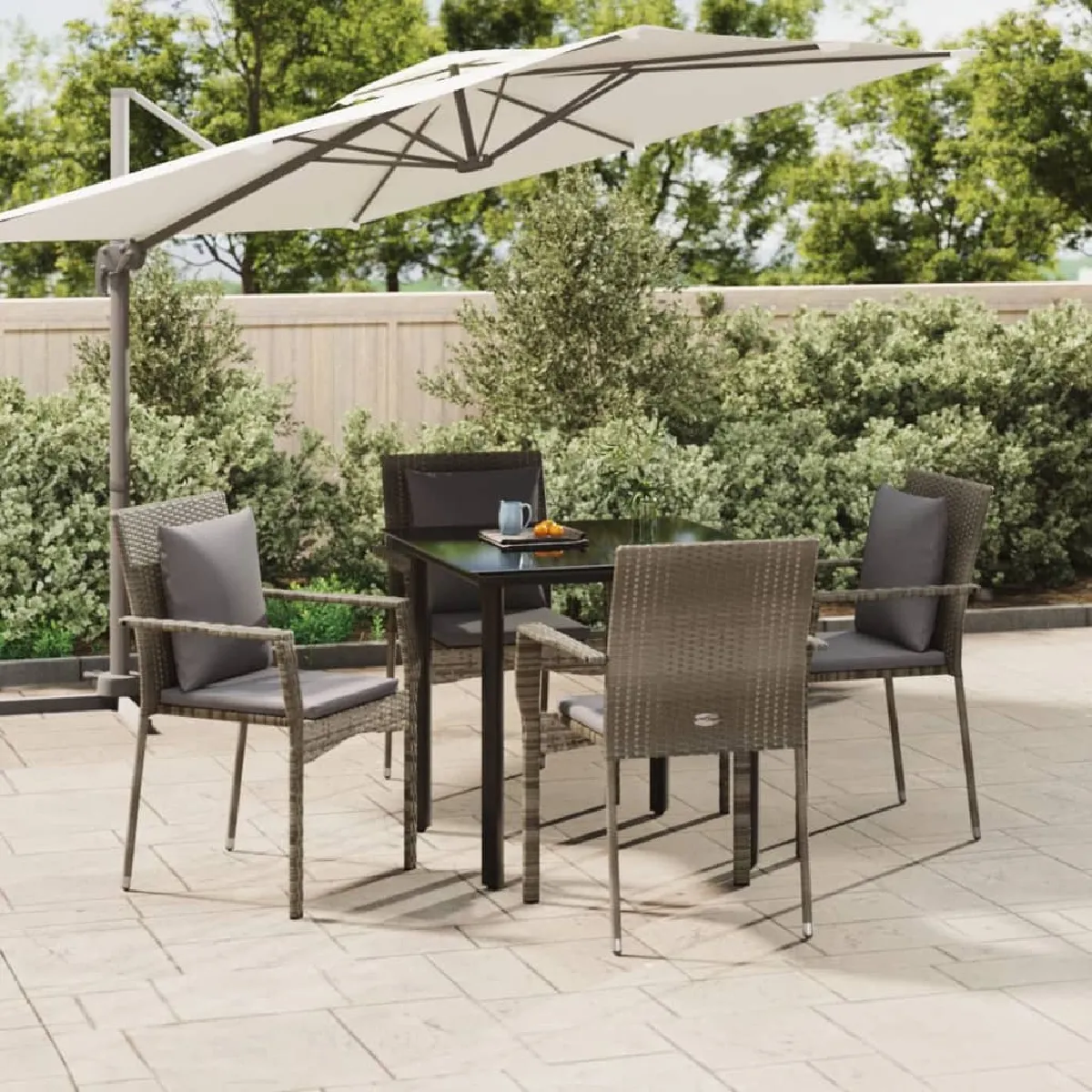 Vidaxl Noir/Gris Ensemble Salle À Manger 5 Pcs - Et