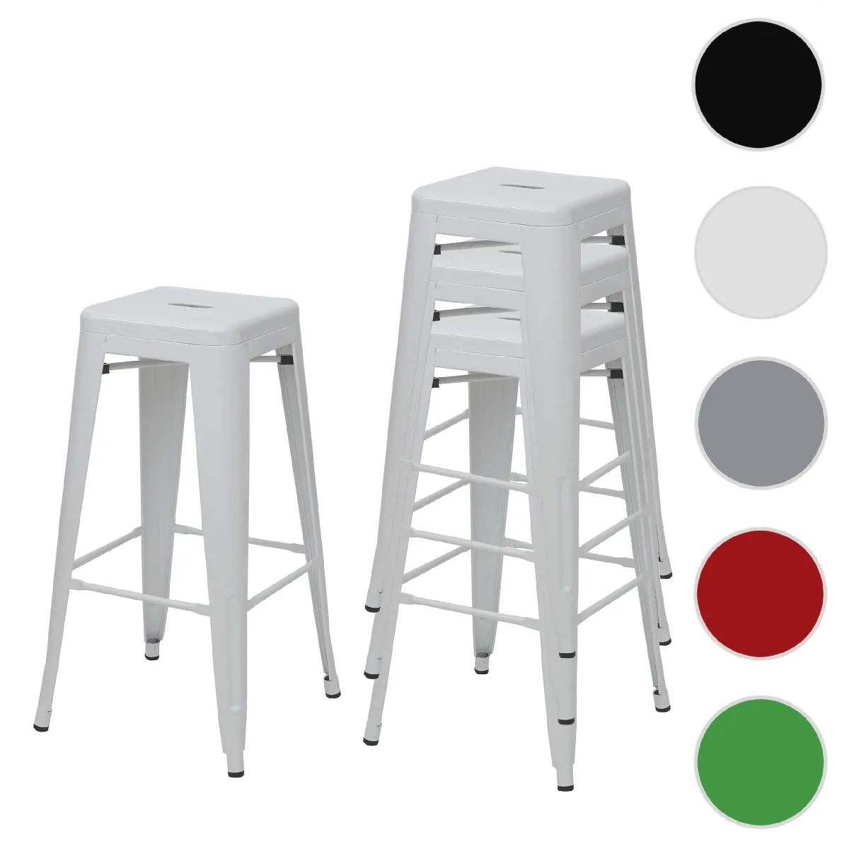 Mendler lot de 4 tabourets de bar - Blanc Mendler lot de 4 tabourets de bar - Blanc
