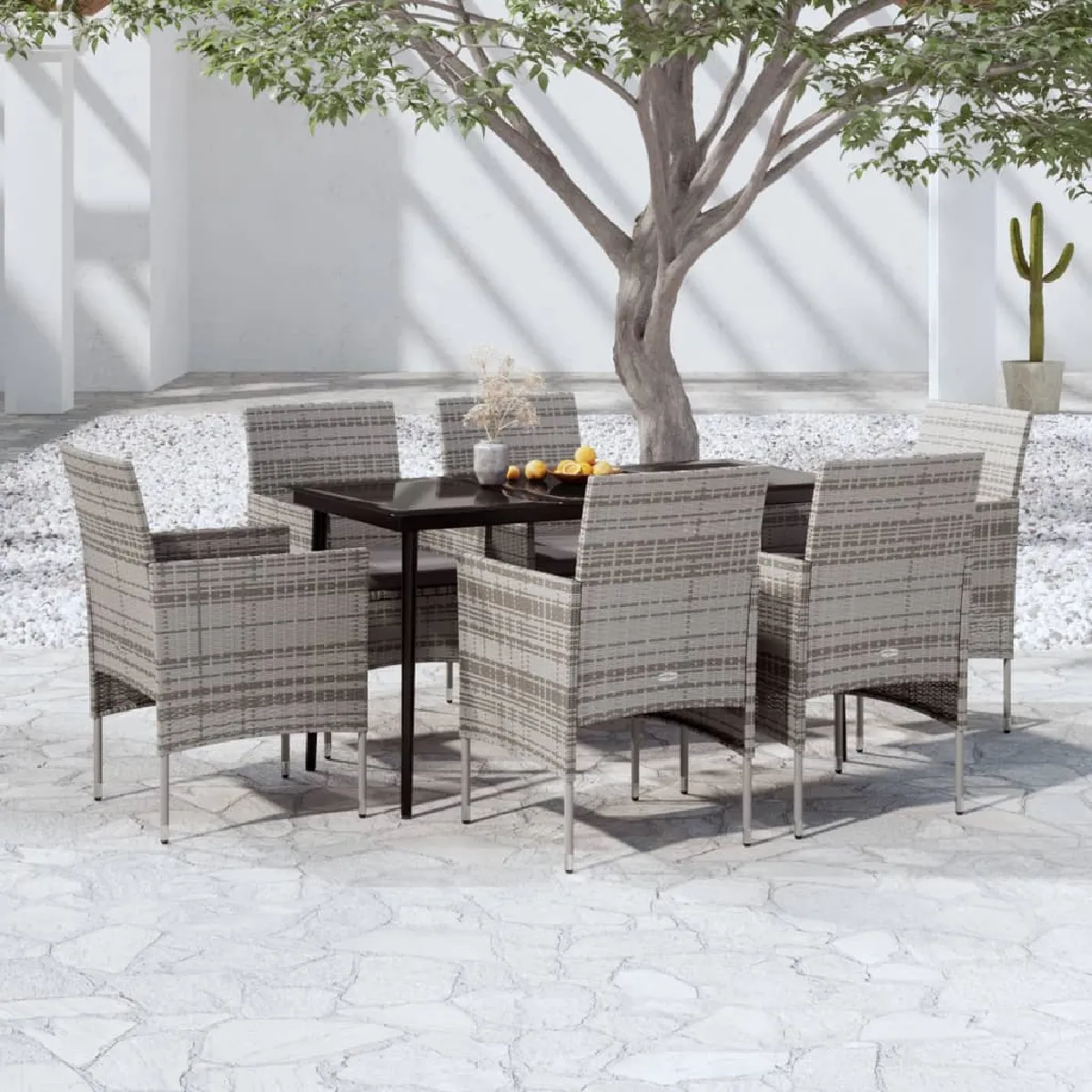 vidaXL Ensemble à manger de jardin coussins 7 pcs et - vue 2