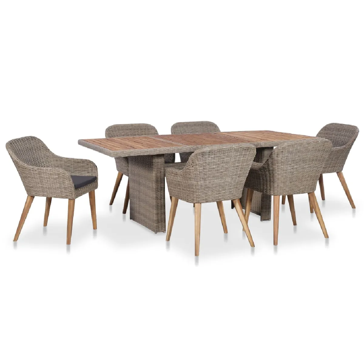 vidaXL Salon de jardin 7 pcs - Marron