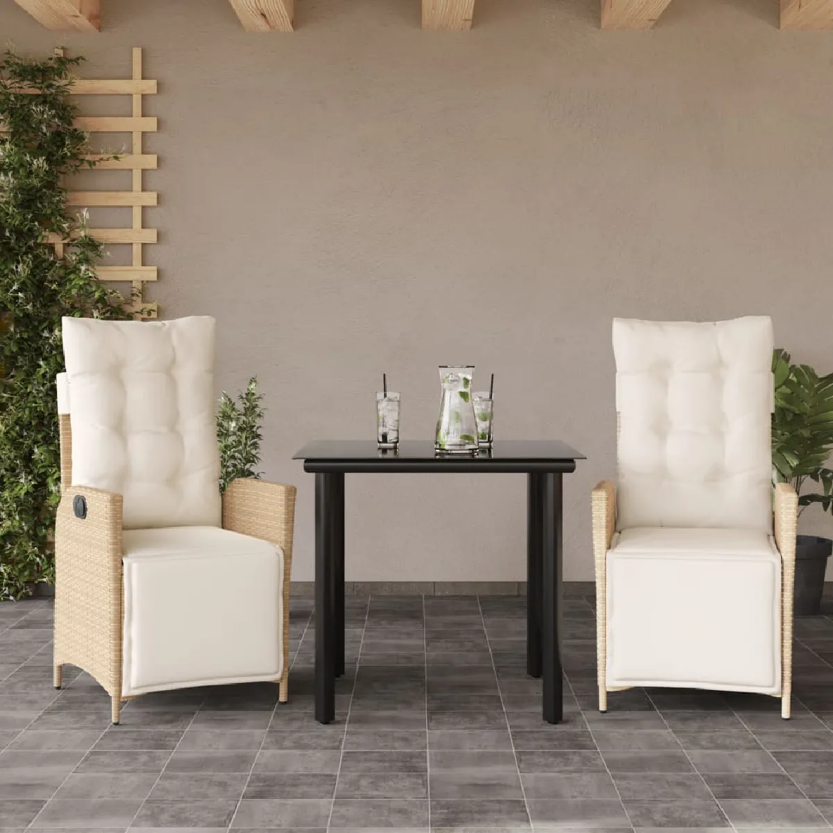Vidaxl Beige Ensemble À Manger 3 Pcs Résine
