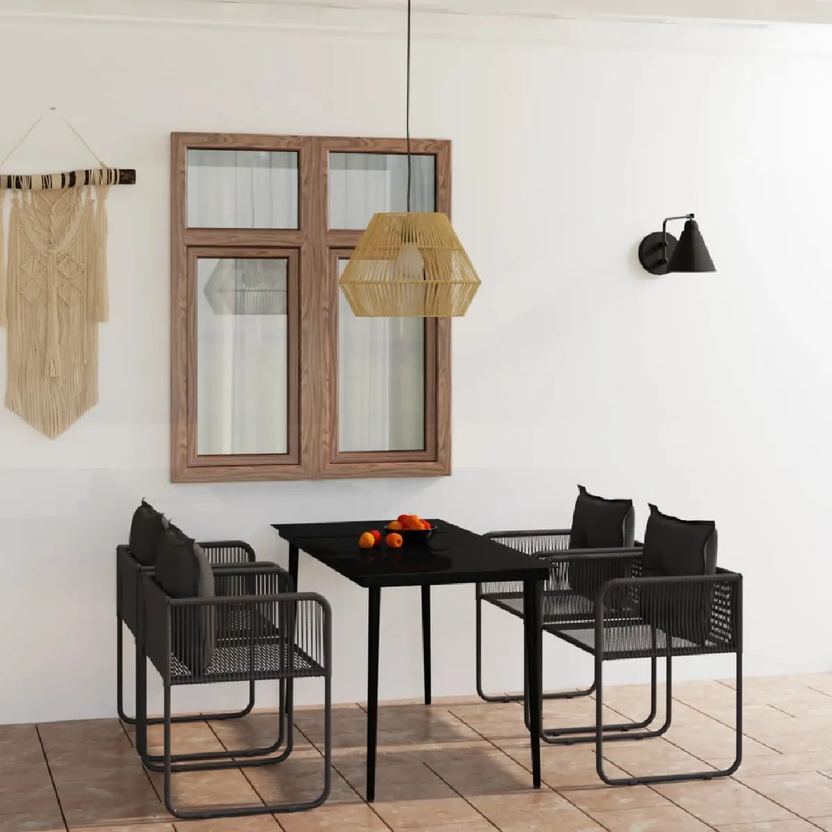 vidaXL Ensemble à manger de jardin 5 pcs - Noir