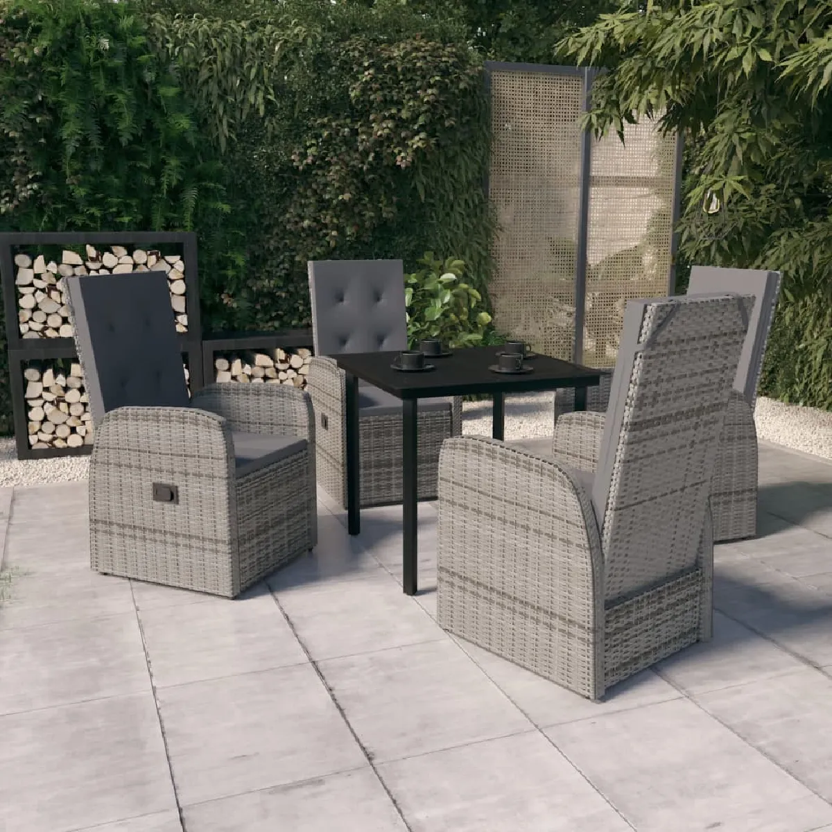 Vidaxl Gris/Noir Ensemble À Manger 5 Pcs - Et
