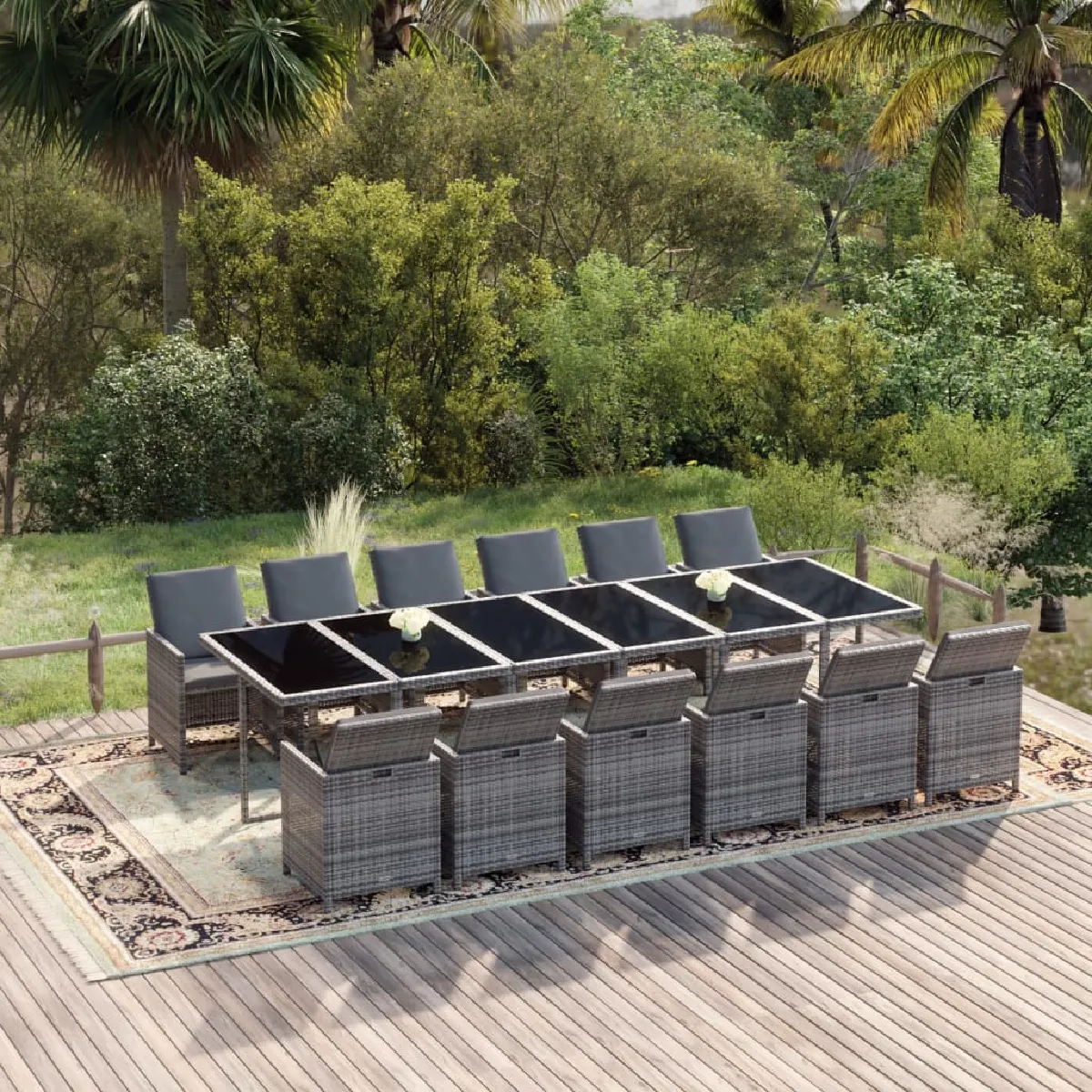 vidaXL Ensemble à dîner de jardin 13 pcs Résine tressée