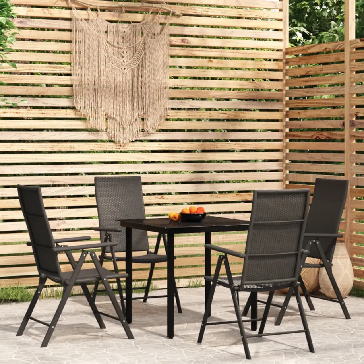 Vidaxl Noir Ensemble À Manger De Jardin 5 Pièces