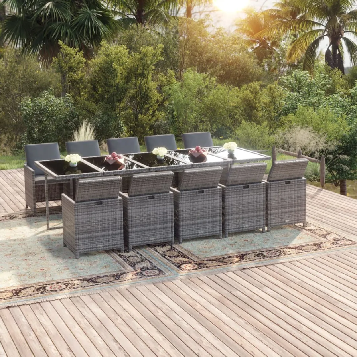 vidaXL Ensemble à manger de jardin 11 pcs - vue 4