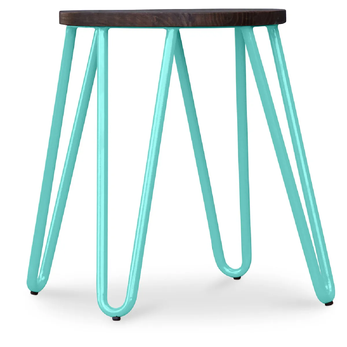 Tabouret Hairpin - 42cm - Bois foncé et métal Vert pastel Tabouret Hairpin - 42cm - Bois foncé et métal Vert pastel