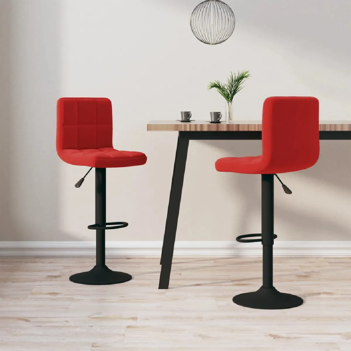 vidaXL Tabourets de Bar Velours Lot de 2 - vue 9