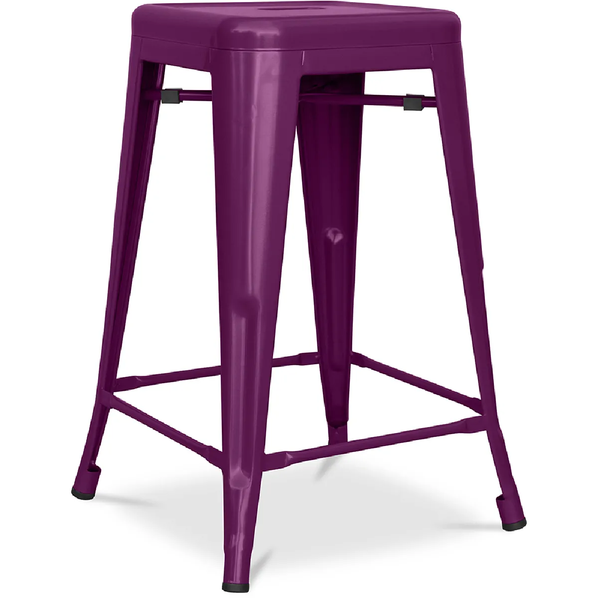 Tabouret de bar - Design industriel - Acier mat - 60cm - Nouvelle édition - Stylix Violet