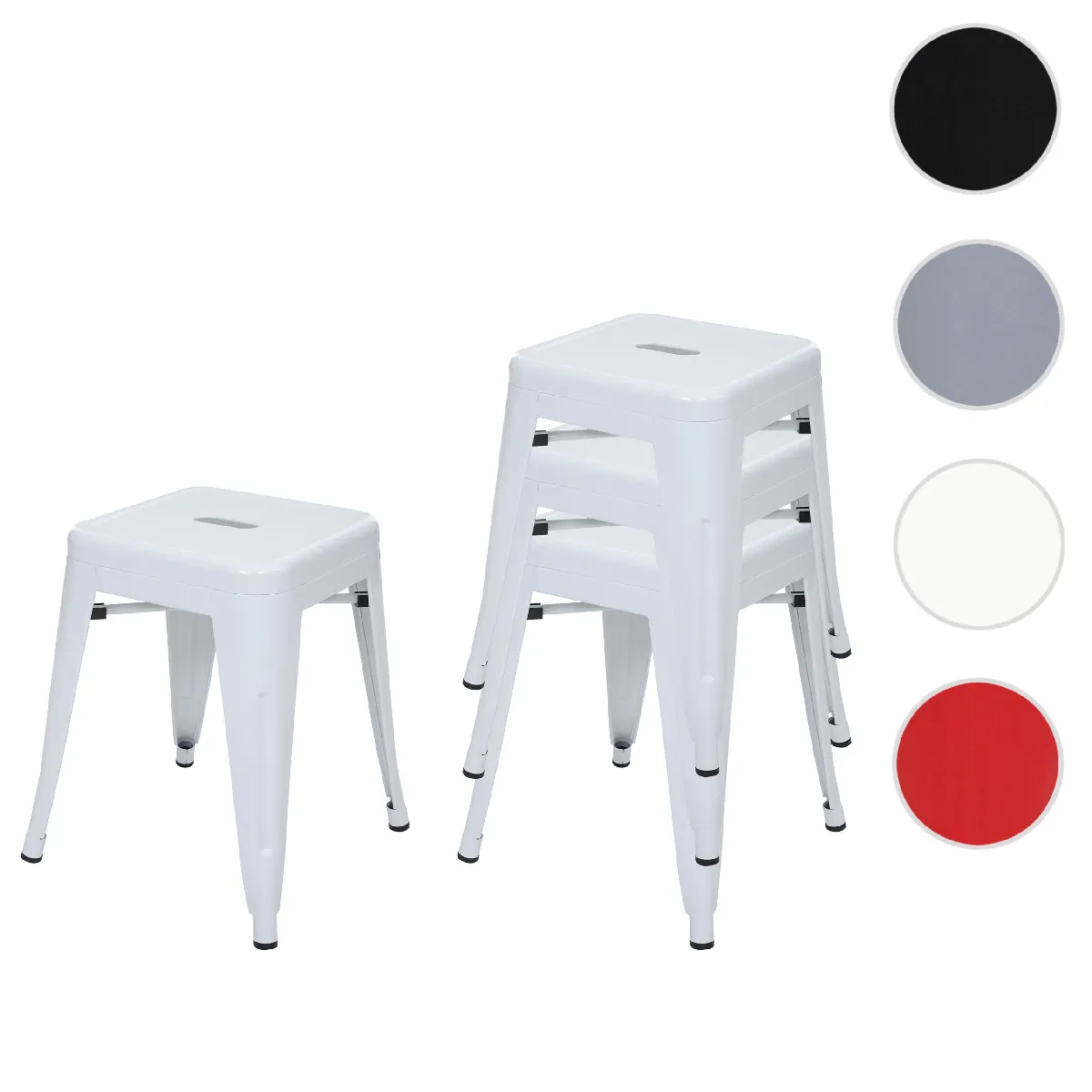 Mendler Blanc Lot De 4 Tabourets Métal