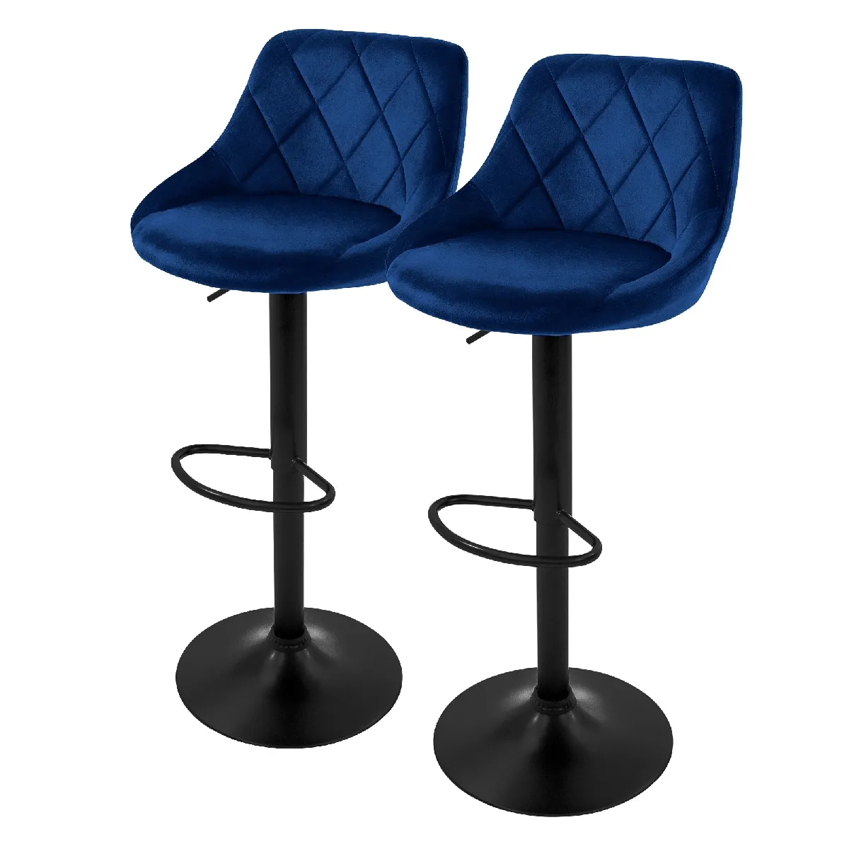 Ml-Design Bleu Tabourets De Bar Velours X2