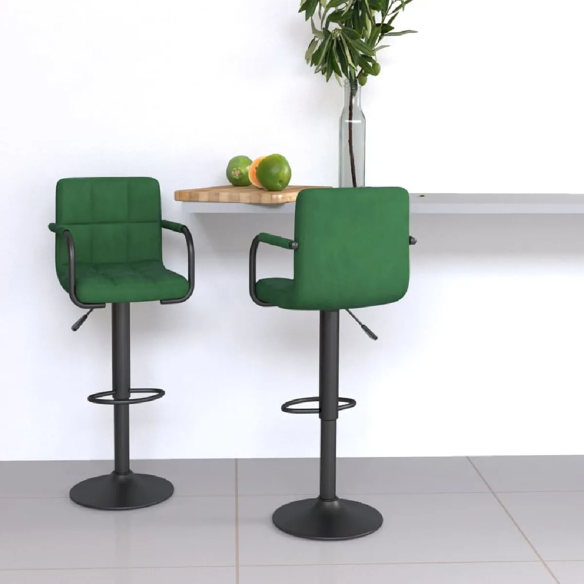 Non Communiqué Vert Vidaxl Tabourets De Bar Lot De 2 Foncé Velours334662 - Image 3