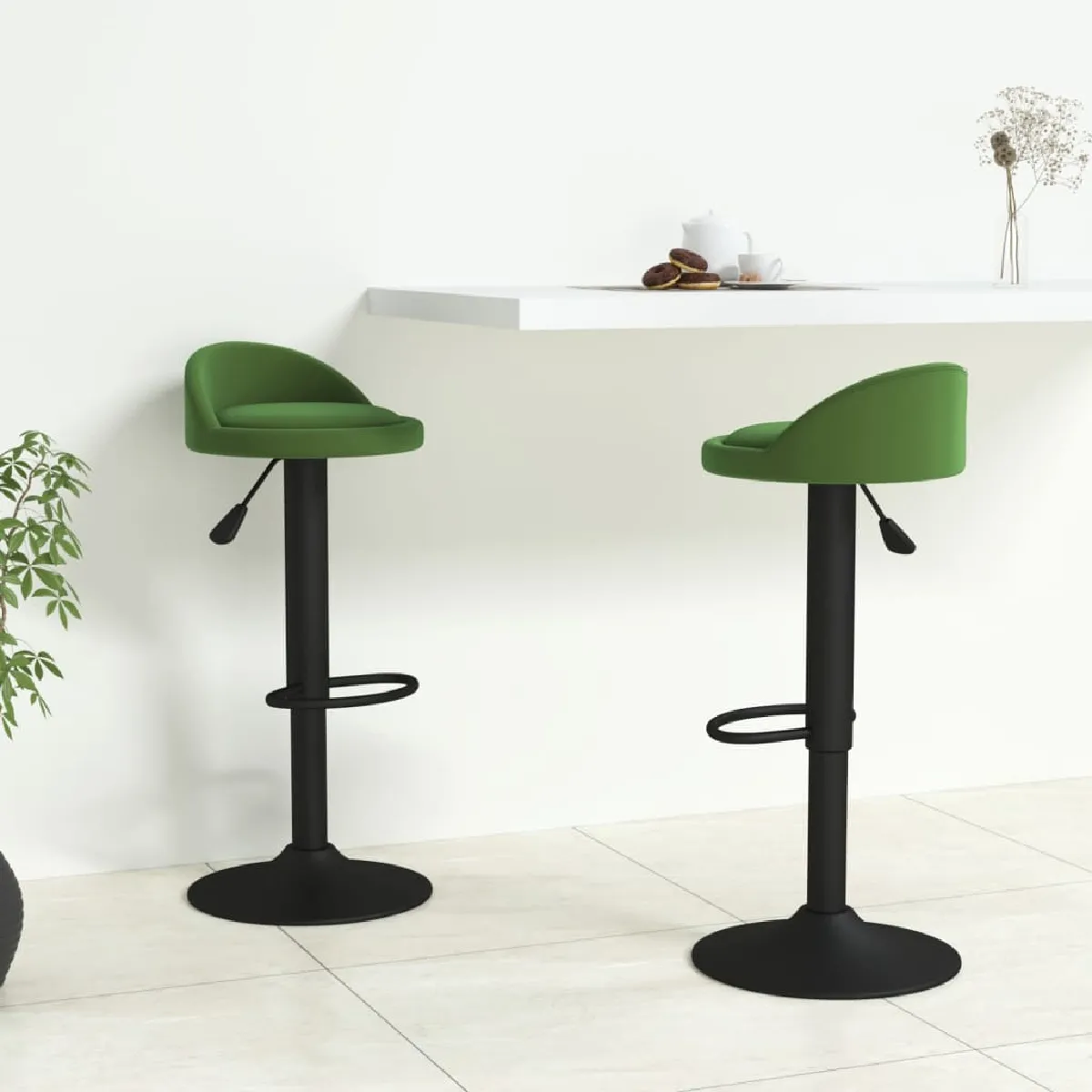 vidaXL Tabourets de Bar Velours Lot de 2 - vue 6