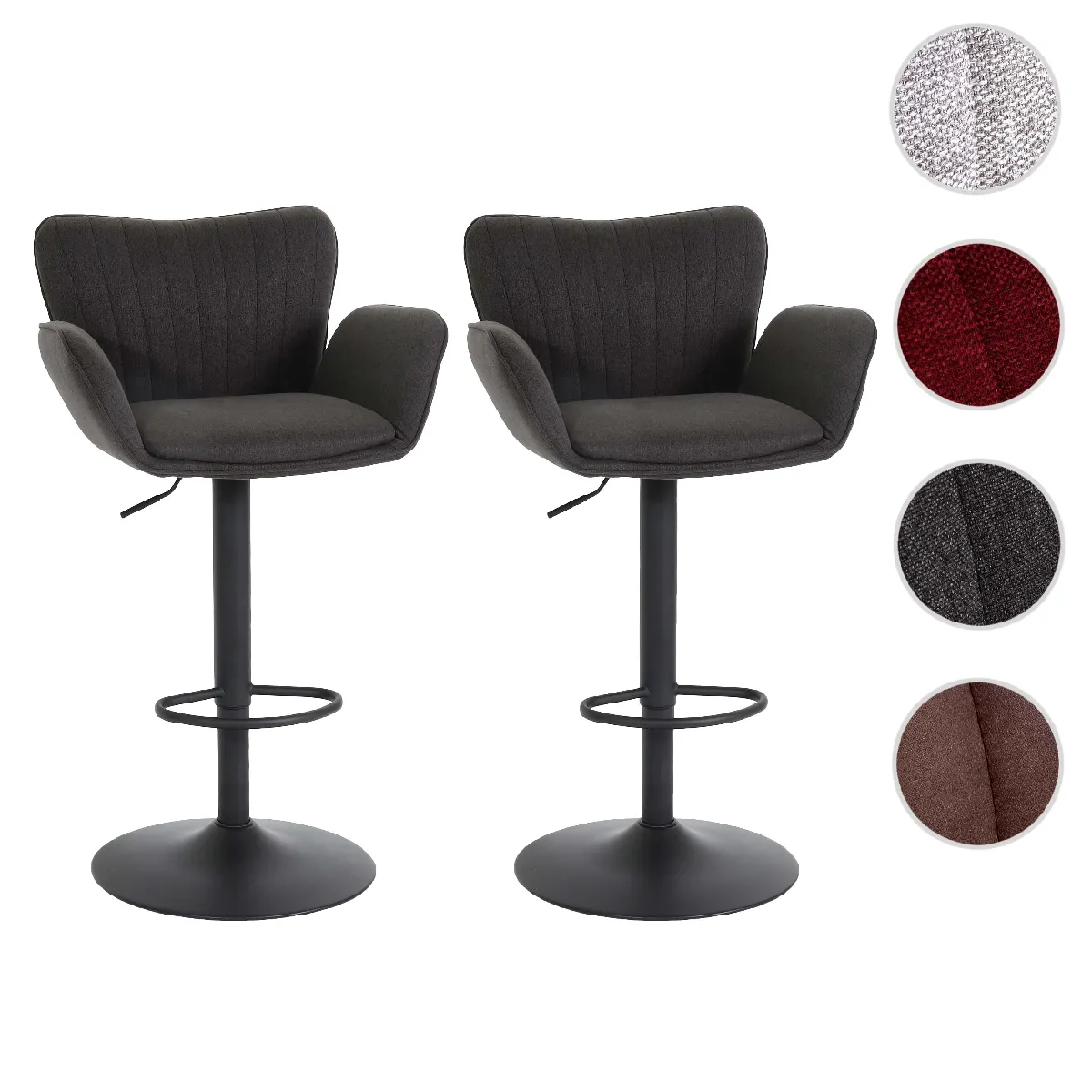 Mendler Gris Lot De 2 Tabourets De Bar - Foncé