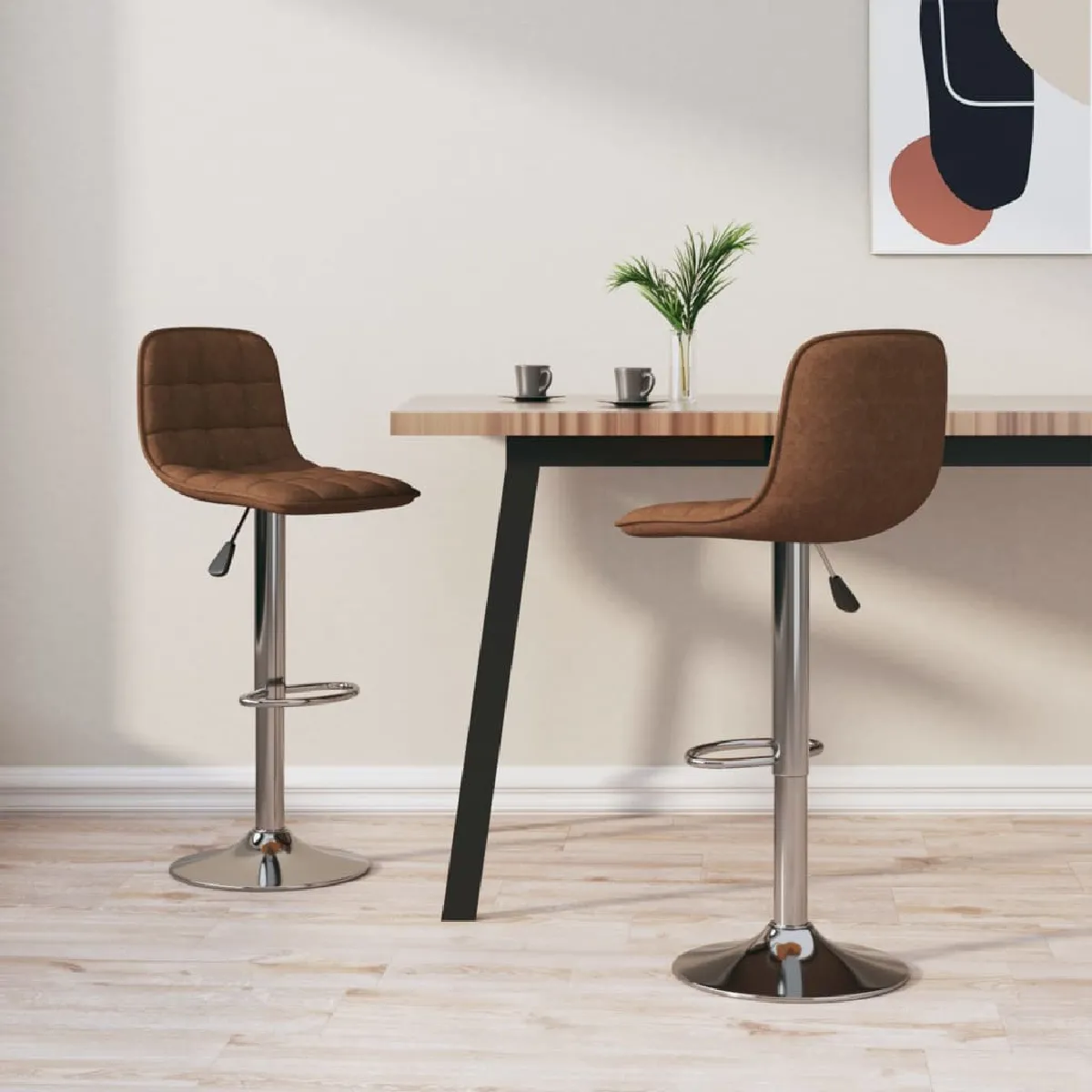 Vidaxl Marron Tabourets De Bar - Tissu