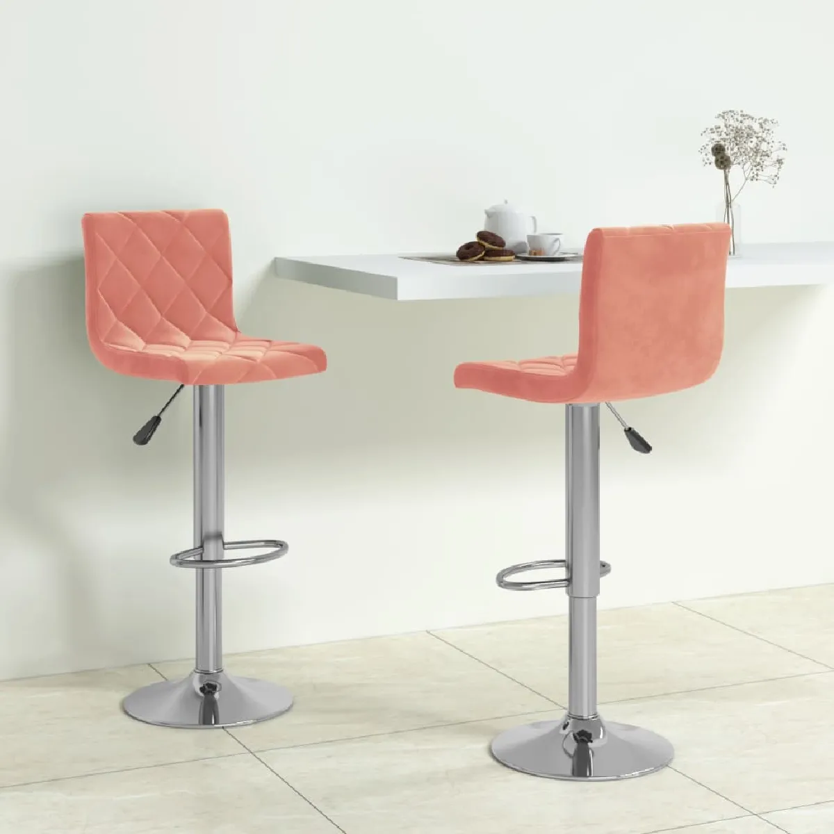 vidaXL Tabourets de Bar Velours Lot de 2 - vue 7