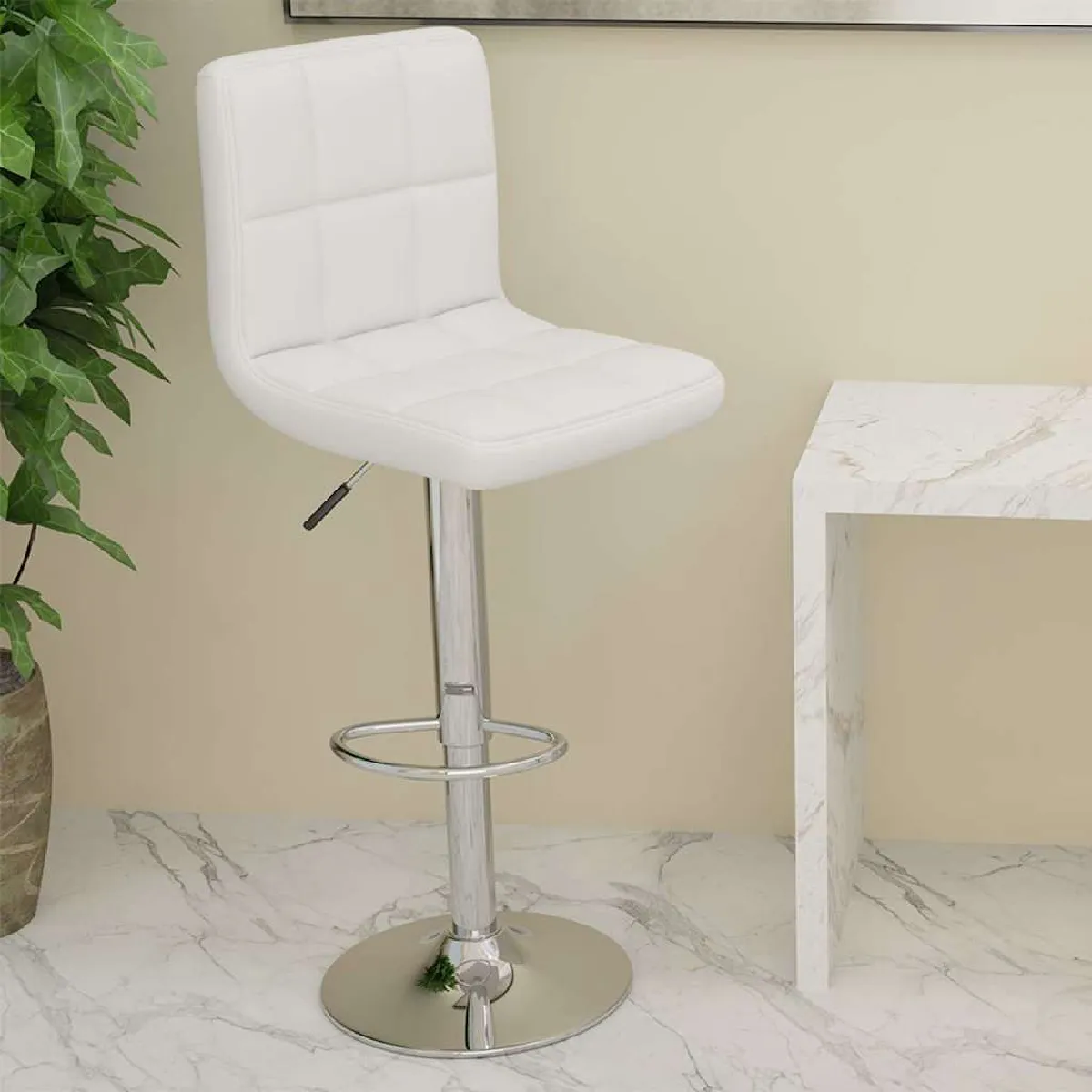 vidaXL - Tabouret de bar - Similicuir - Blanc - Image 2