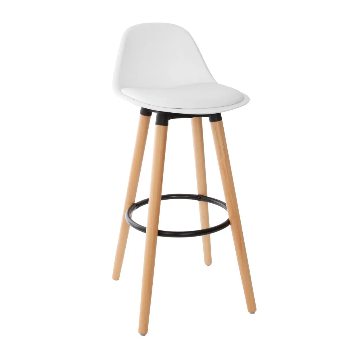 3S. x Home Tabouret de Bar Blanc Piétement en Bois MAXON 3S. x Home Tabouret de Bar Blanc Piétement en Bois MAXON