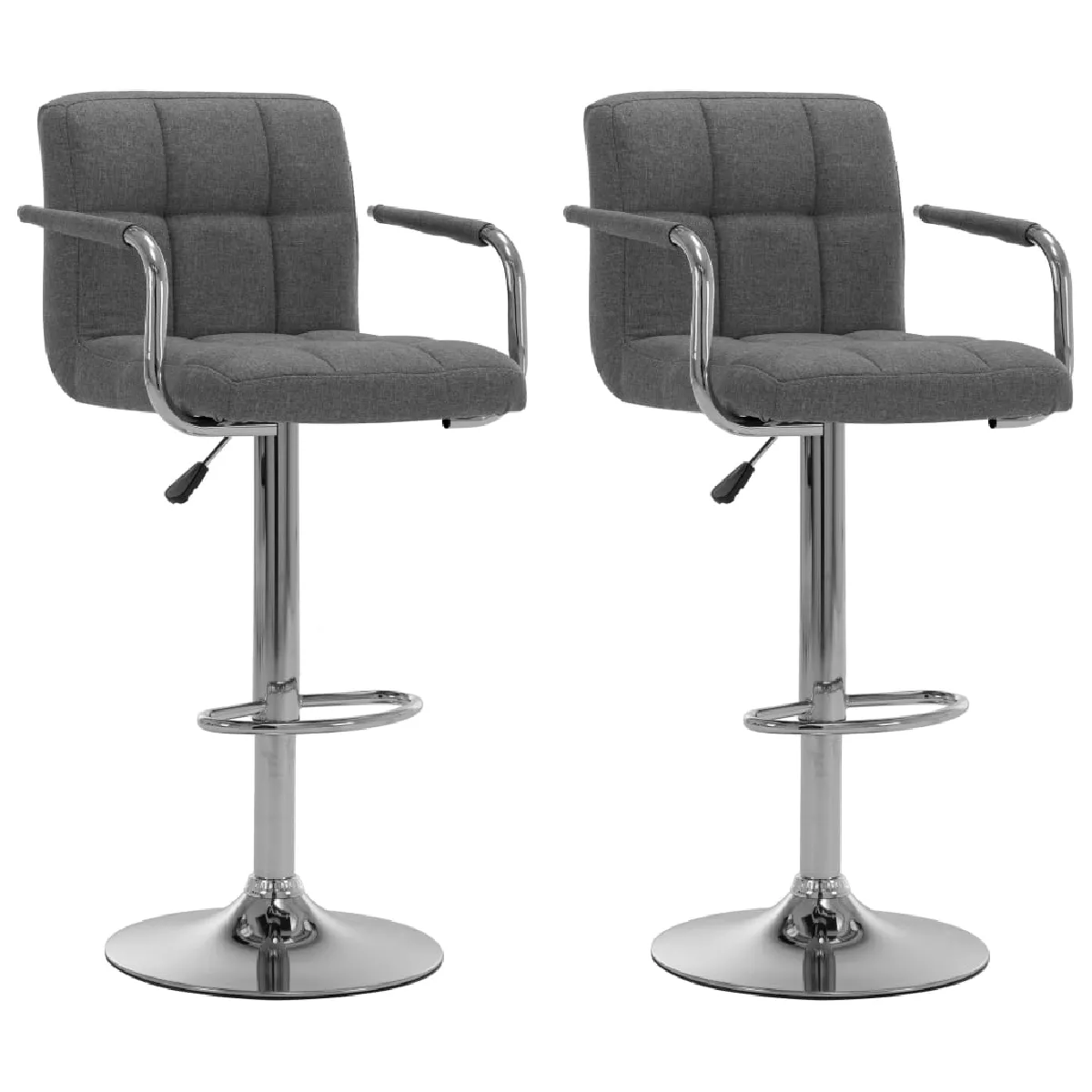 Vidaxl Gris/Clair Chaises De Bar - Tissu (Lot De 2)