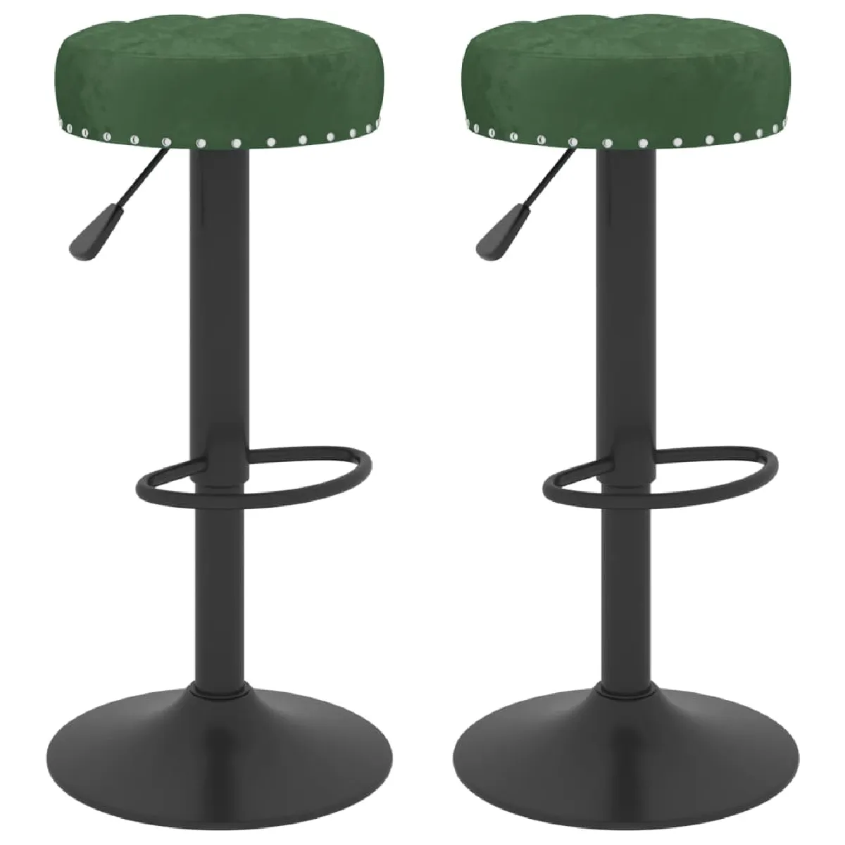 VIDAXL - Tabourets de bar - Velours - Vert - Lot de 2 - Image 2