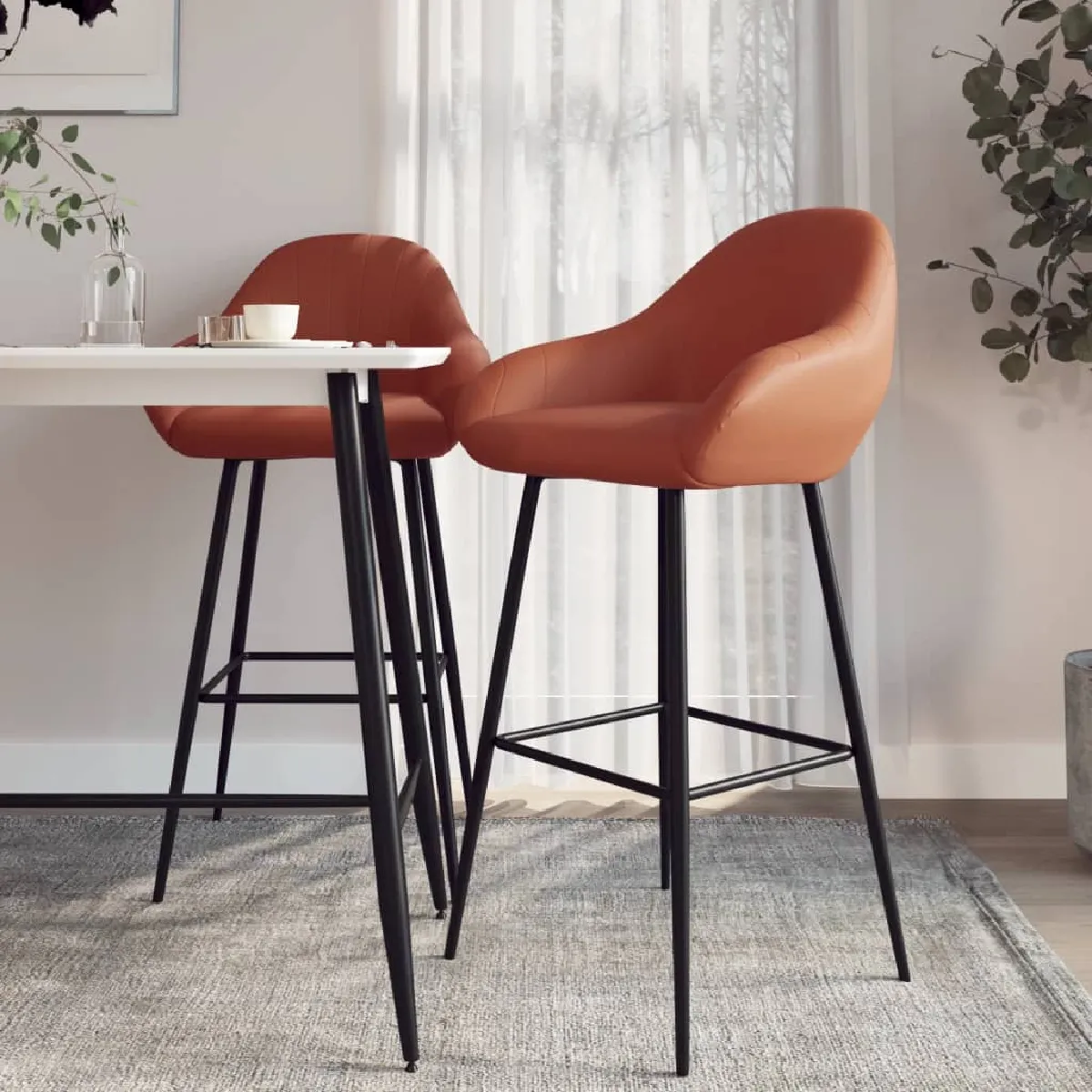 Vidaxl Marron/Clair Tabourets Bar - Lot De 2 Similicuir