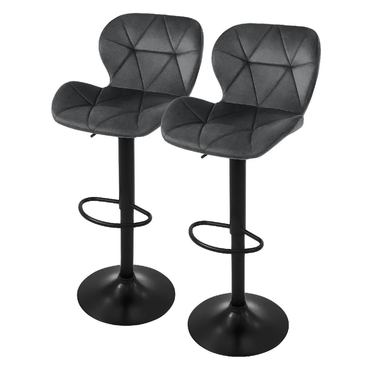 Ml-design Tabourets de bar velours - Gris