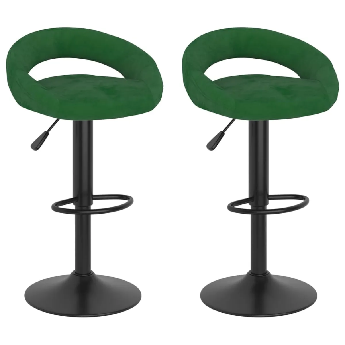 vidaXL - Tabourets de bar - Velours - Vert - Lot de 2 - Image 2