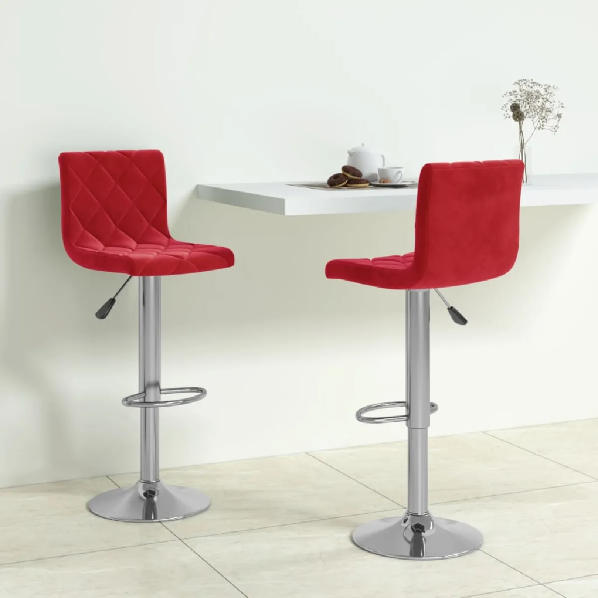 vidaXL Tabourets de Bar Velours Lot de 2 - vue 1