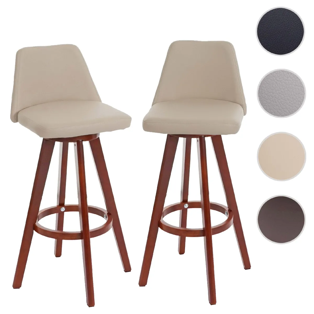 Mendler Lot De 2 Tabourets De Bar - Crème