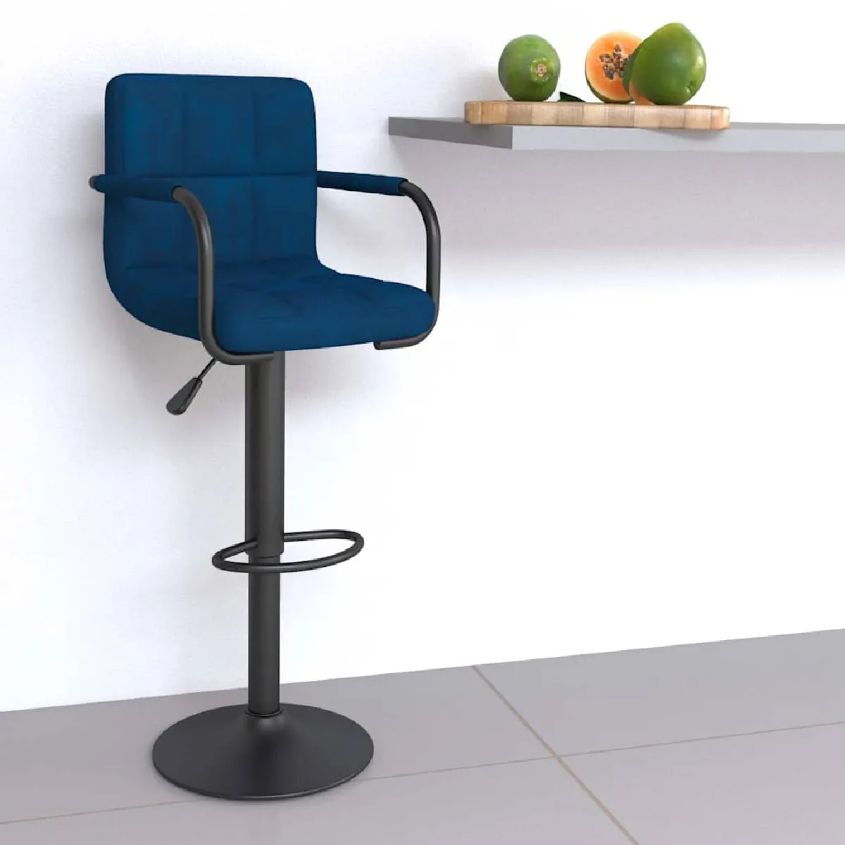 Vidaxl Bleu Tabouret De Bar Velours - Image 2