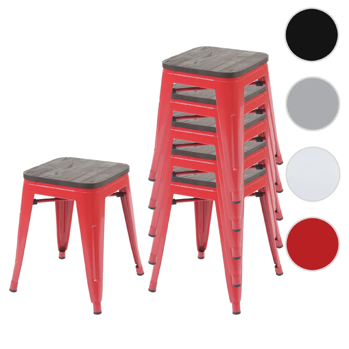 Mendler Rouge Tabouret Design Industriel