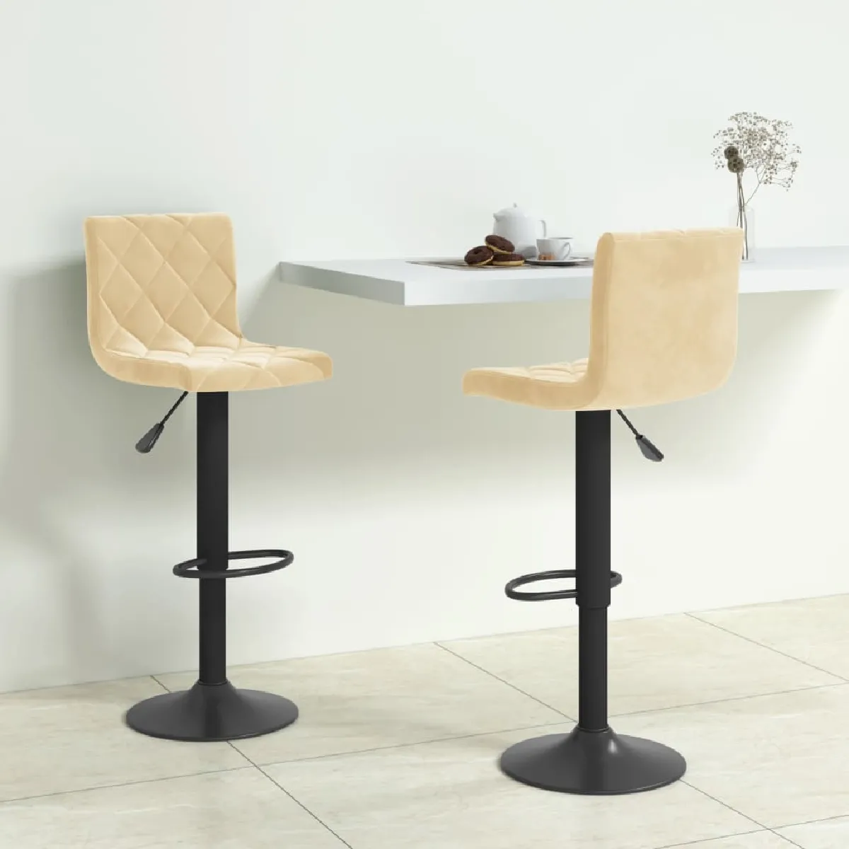 Vidaxl Tabourets De Bar - Crème