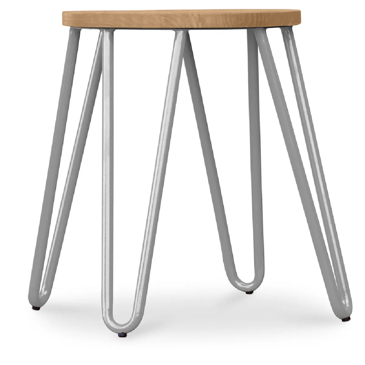 Tabouret Hairpin - 42cm - Bois clair et métal Gris clair Tabouret Hairpin - 42cm - Bois clair et métal Gris clair