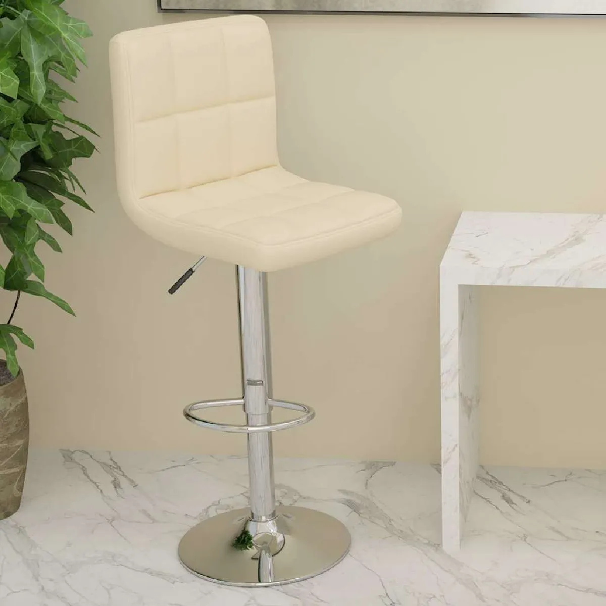 Non Communiqué Crème Tabouret De Bar Similicuir - Image 3