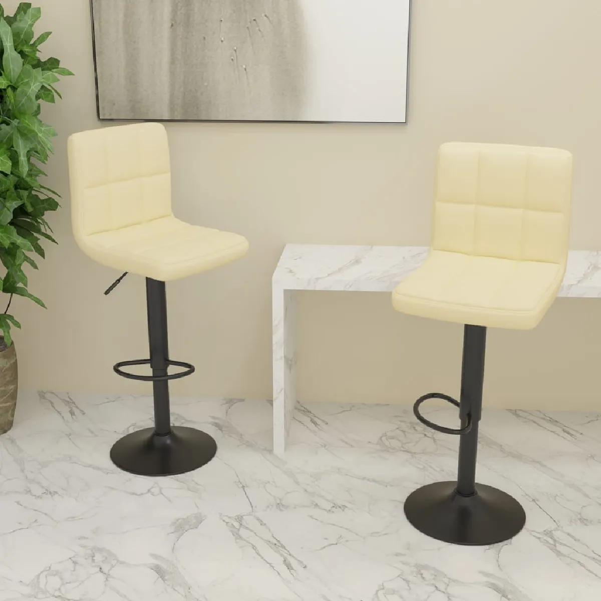 Non Communiqué Crème Tabourets De Bar Lot De 2 Tissu - Image 3