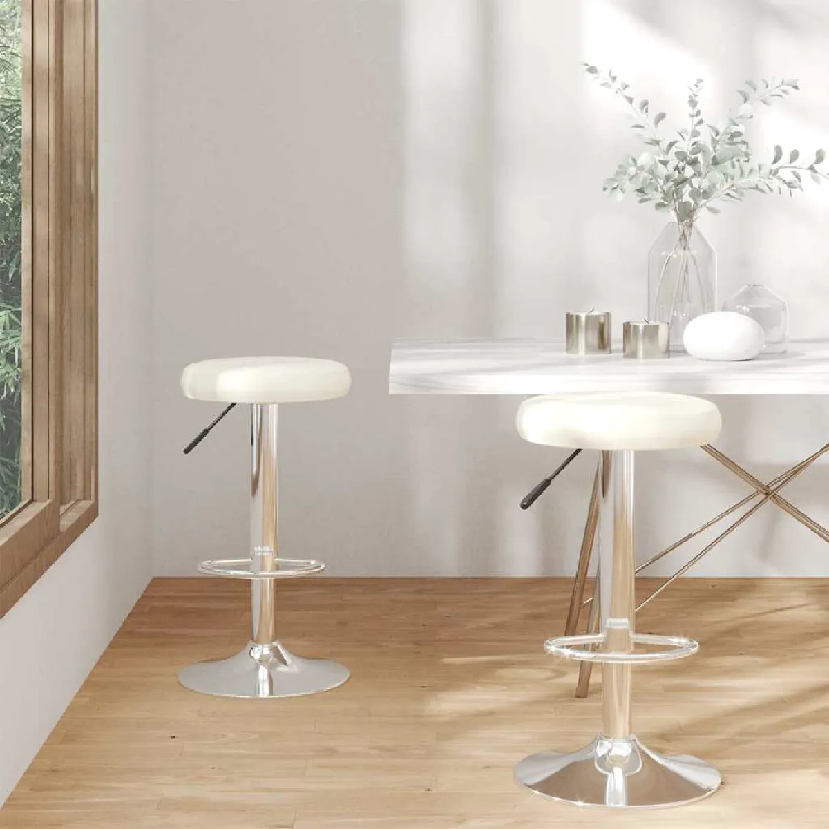 Vidaxl Tabourets Crème Similicuir