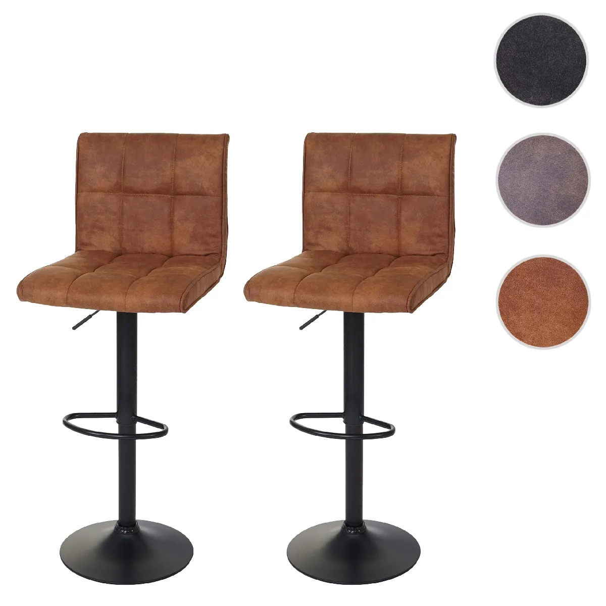 Mendler Lot de 2 tabourets de bar - Marron clair Mendler Lot de 2 tabourets de bar - Marron clair