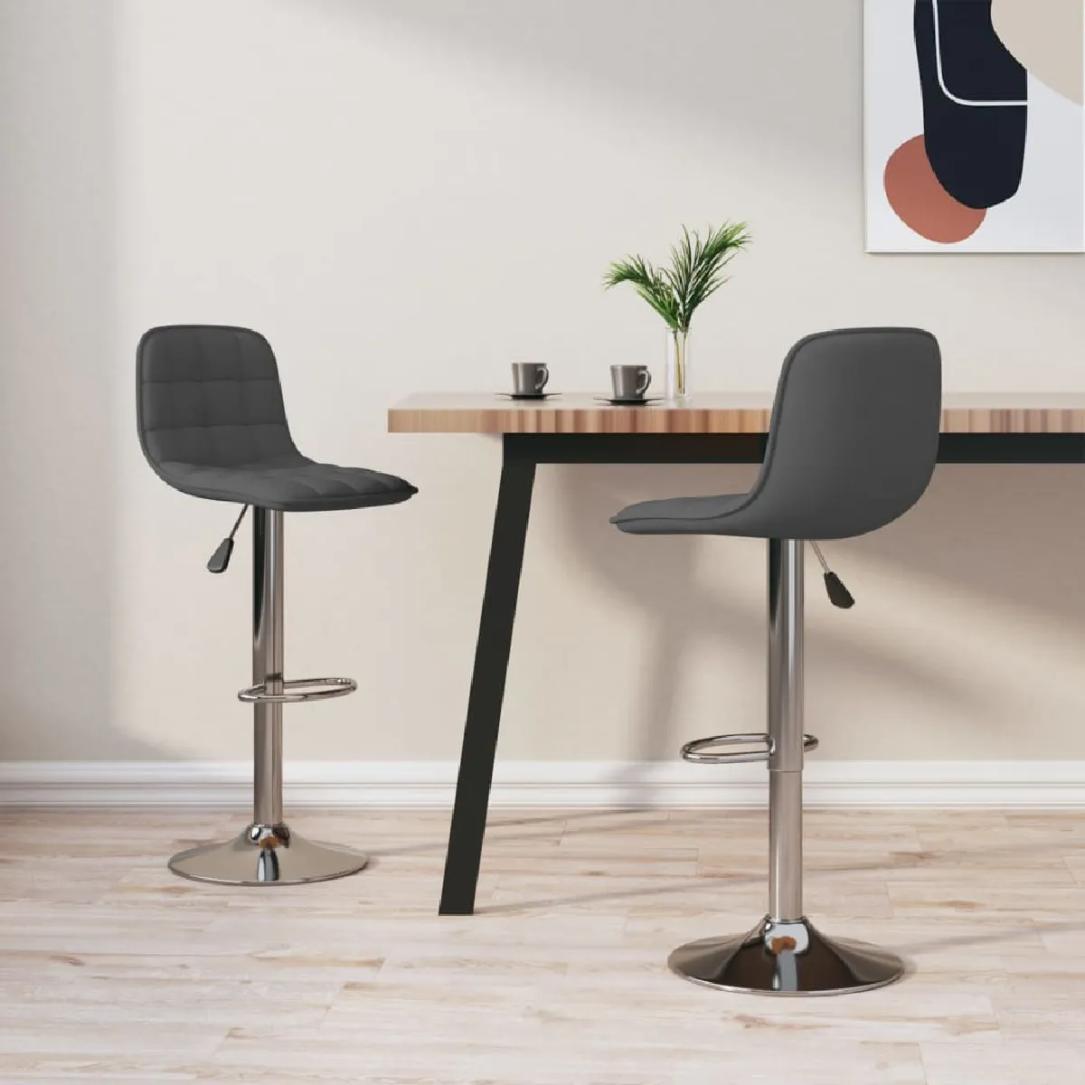 vidaXL - Tabouret de bar - Lot de 2 - Gris - Image 2