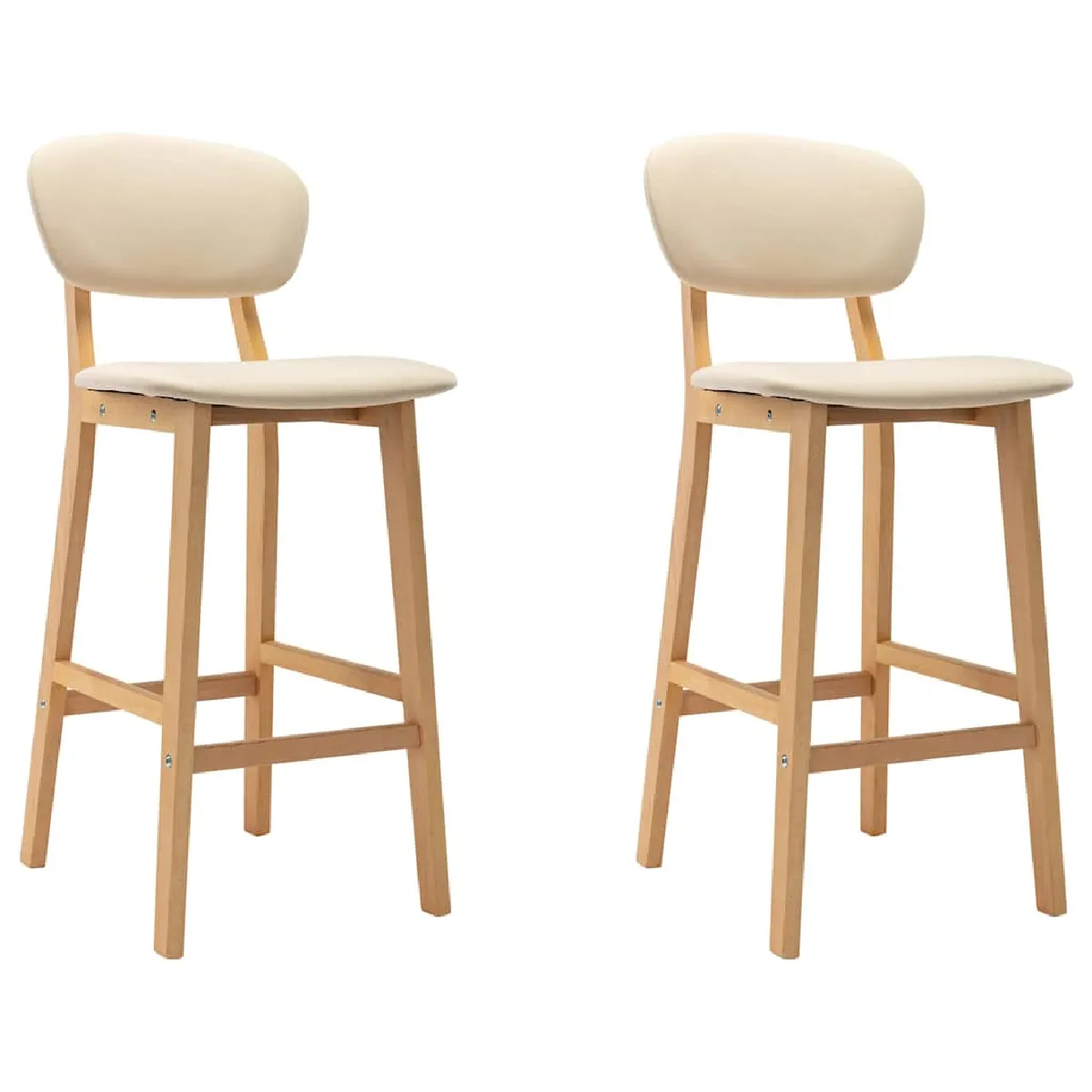 vidaXL - Tabourets de bar - Lot de 2 - Crème - Image 2
