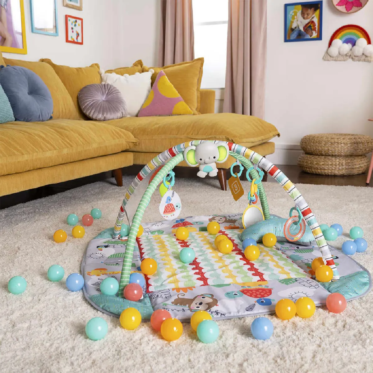 BRIGHT STARTS  Portique d'activit&eacute;s avec Piscine &agrave; Balles