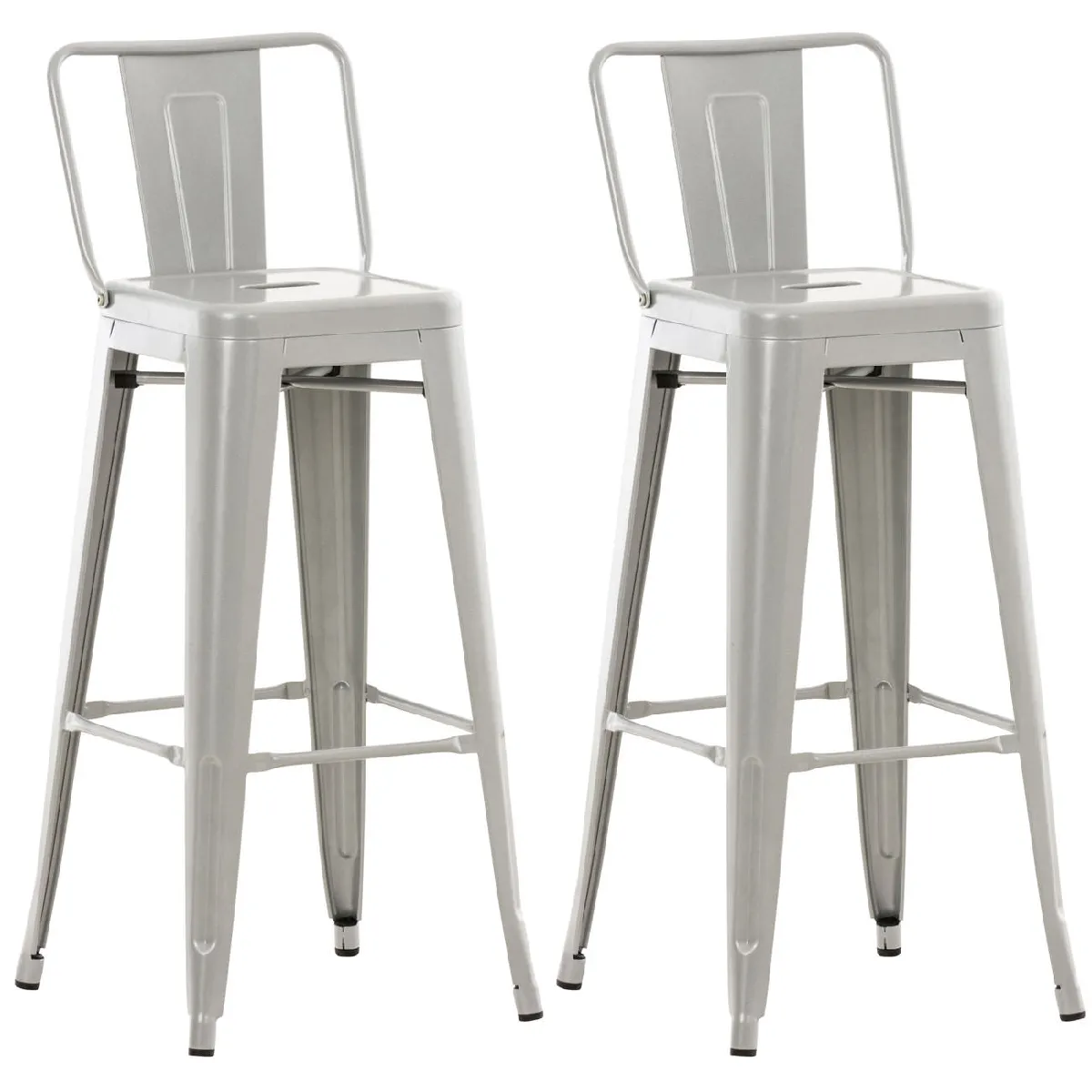 Lot de 2 tabourets de bar Mason - Argent