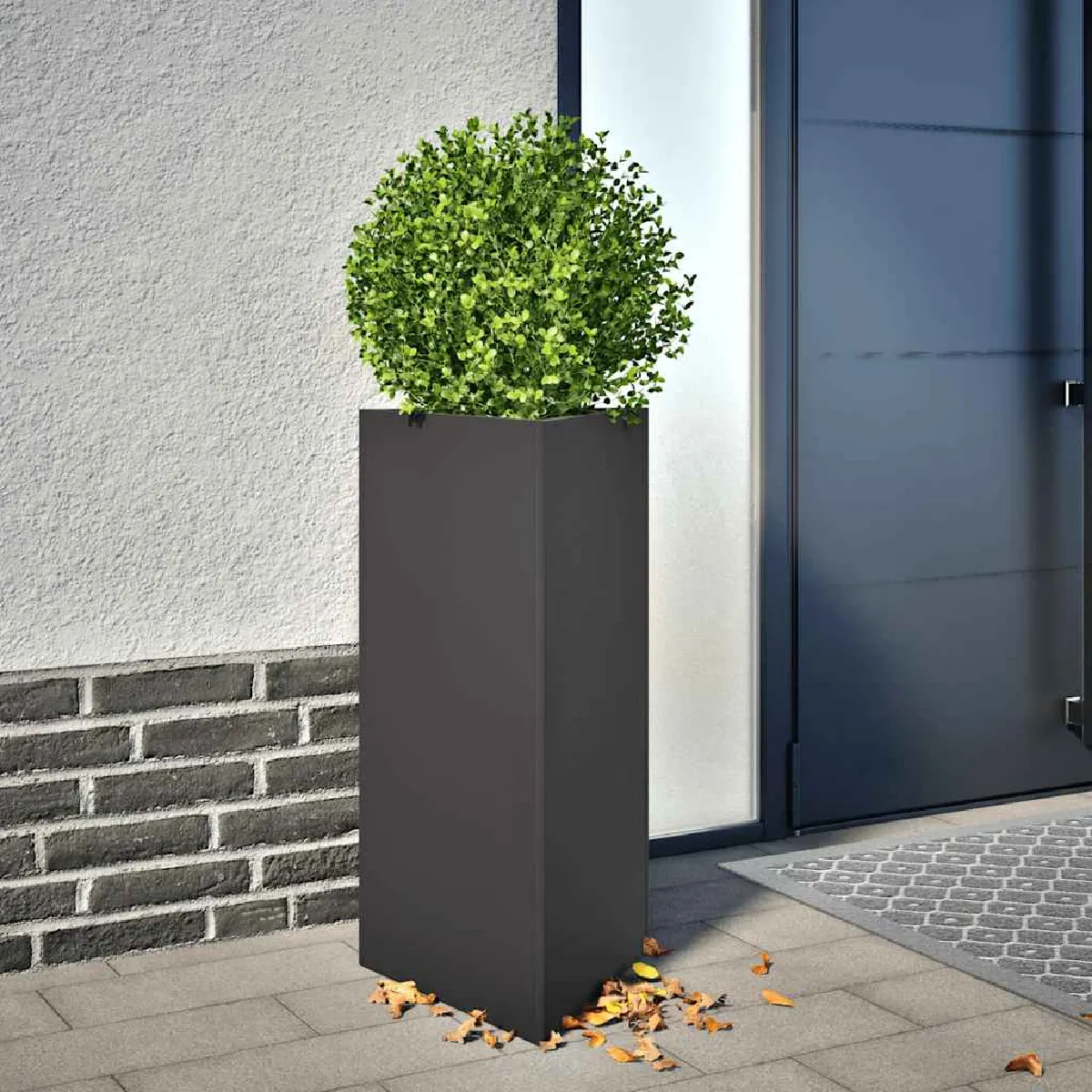 Vidaxl Noir Jardinières 2 Pcs Triangulaire 40X34,5X70 Cm Acier - Image 2