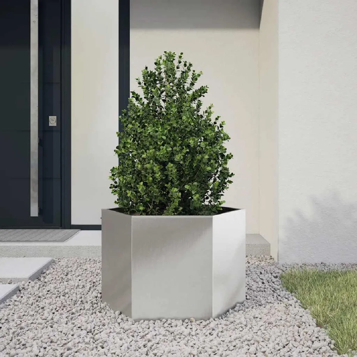 vidaXL Jardinière hexagone 69x60x45 cm acier jardinière de fleurs jardinière de patio jardinière de jardin 851124 - vue 3