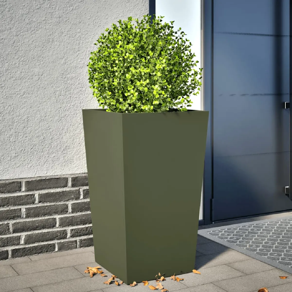 Non Communiqué Vert Vidaxl Jardinière Olive 45X45x75 Cm Acier, Jardinière D'extérieur, Boîte À Fleurs, Boîte De Jardin, Jardinière De 851100 - Image 3