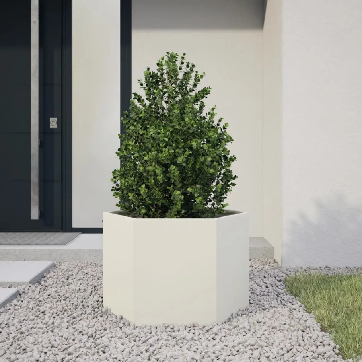 Non Communiqué Blanc Jardinière Hexagone 69X60x45 Cm Acier - Image 3