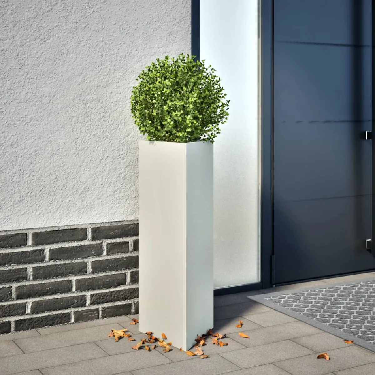Non Communiqué Blanc Jardinières 2 Pcs Triangulaire 30X26x75 Cm Acier - Image 3
