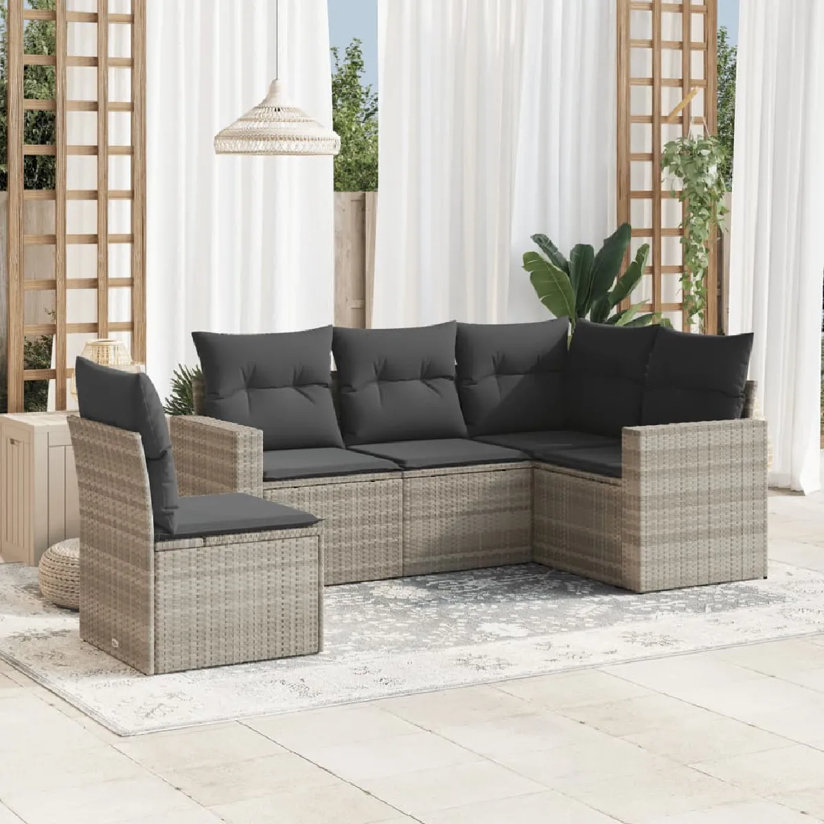 VidaXL Ensemble Salon de Jardin 5 Pcs - vue 8