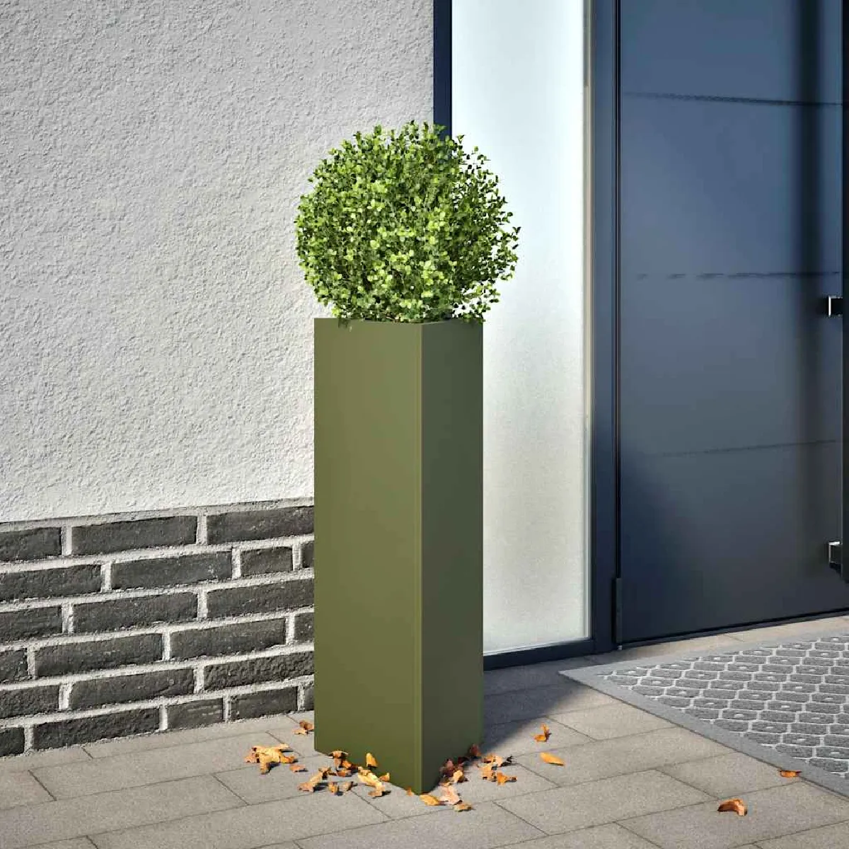 VIDAXL - Jardinière Triangulaire - Acier - 30x26x75 cm - Vert Olive - Image 2